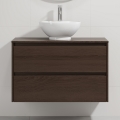 Mueble de baño con lavabo TRONDHEIM/DRAMMEN 90x57x46 cm nogal/blanco