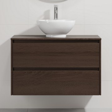 Mueble de baño con lavabo TRONDHEIM/DRAMMEN 90x57x46 cm nogal/blanco