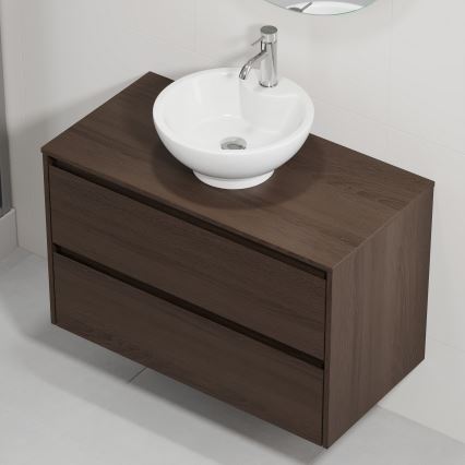 Mueble de baño con lavabo TRONDHEIM/DRAMMEN 90x57x46 cm nogal/blanco