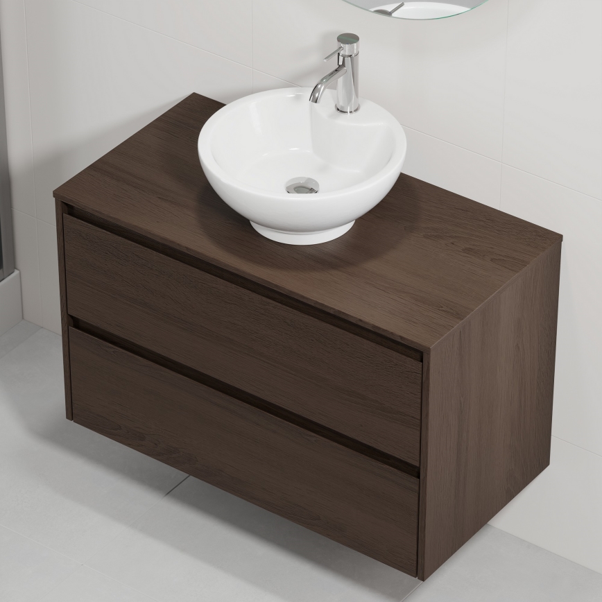 Mueble de baño con lavabo TRONDHEIM/DRAMMEN 90x57x46 cm nogal/blanco