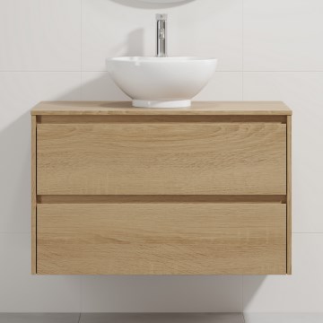Mueble de baño con lavabo TRONDHEIM/DRAMMEN 90x57x46 cm roble/blanco