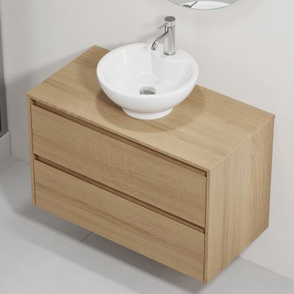 Mueble de baño con lavabo TRONDHEIM/DRAMMEN 90x57x46 cm roble/blanco