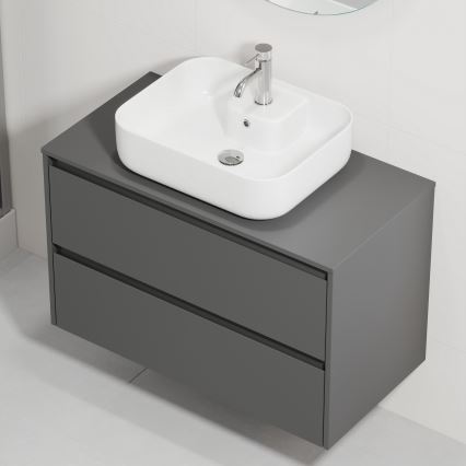 Mueble de baño con lavabo TRONDHEIM/KRISTIANSAND 90x57x46 cm antracita/blanco