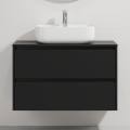 Mueble de baño con lavabo TRONDHEIM/KRISTIANSAND 90x57x46 cm negro/blanco