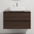 Mueble de baño con lavabo TRONDHEIM/KRISTIANSAND 90x57x46 cm nogal/blanco