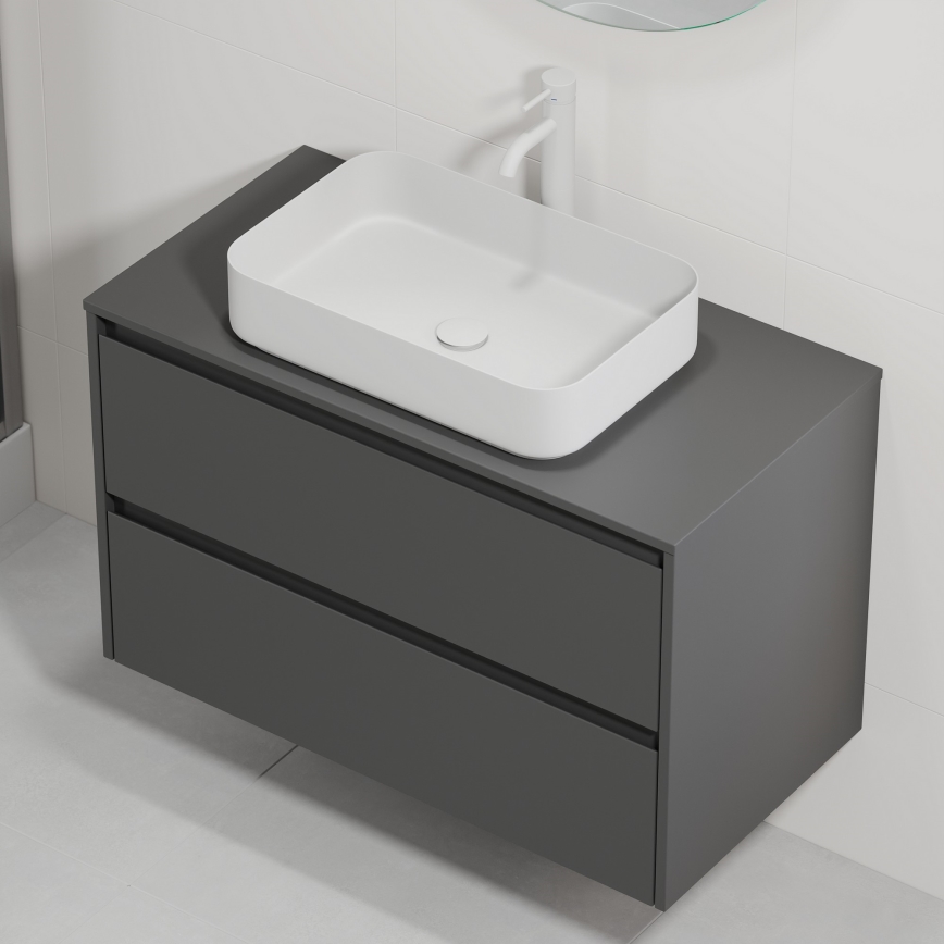 Mueble de baño con lavabo TRONDHEIM/LJORDAL 90x57x46 cm antracita/blanco