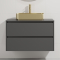 Mueble de baño con lavabo TRONDHEIM/LJORDAL 90x57x46 cm antracita/latón