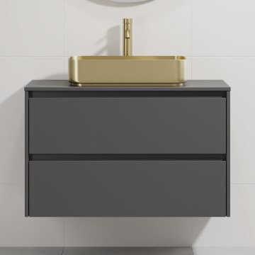 Mueble de baño con lavabo TRONDHEIM/LJORDAL 90x57x46 cm antracita/latón