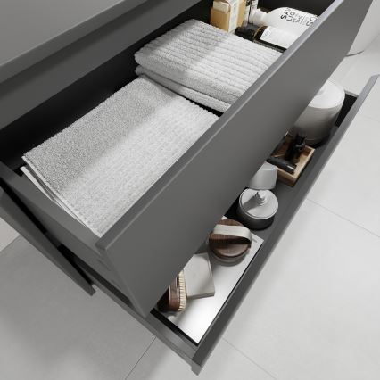 Mueble de baño con lavabo TRONDHEIM/LJORDAL 90x57x46 cm antracita/latón