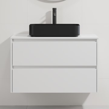 Mueble de baño con lavabo TRONDHEIM/LJORDAL 90x57x46 cm blanco/negro