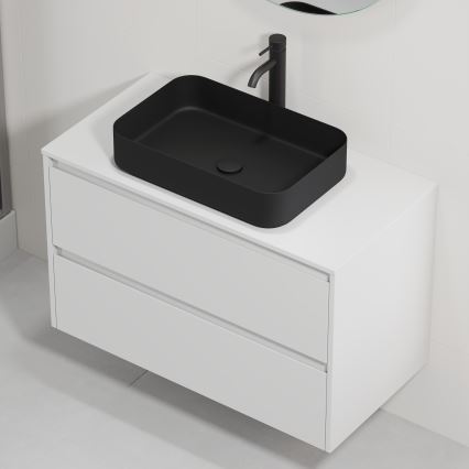 Mueble de baño con lavabo TRONDHEIM/LJORDAL 90x57x46 cm blanco/negro