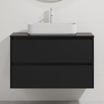 Mueble de baño con lavabo TRONDHEIM/LJORDAL 90x57x46 cm negro/blanco