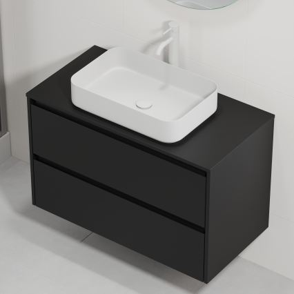 Mueble de baño con lavabo TRONDHEIM/LJORDAL 90x57x46 cm negro/blanco