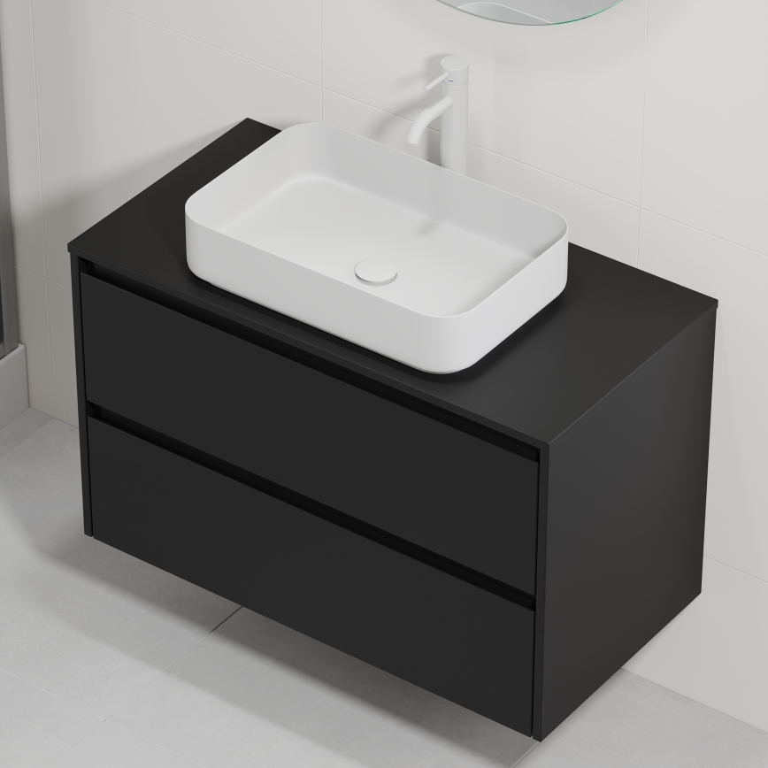 Mueble de baño con lavabo TRONDHEIM/LJORDAL 90x57x46 cm negro/blanco