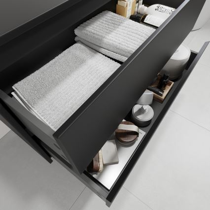 Mueble de baño con lavabo TRONDHEIM/LJORDAL 90x57x46 cm negro/blanco