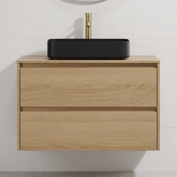 Mueble de baño con lavabo TRONDHEIM/LJORDAL 90x57x46 cm roble/negro