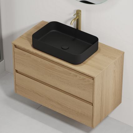 Mueble de baño con lavabo TRONDHEIM/LJORDAL 90x57x46 cm roble/negro