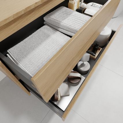 Mueble de baño con lavabo TRONDHEIM/LJORDAL 90x57x46 cm roble/negro
