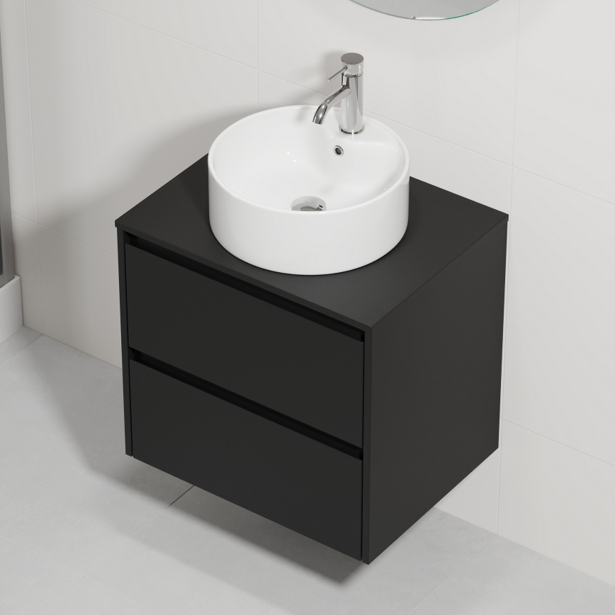 Mueble de baño con lavabo TRONDHEIM/VIKEDAL 60x57x46 cm negro/blanco