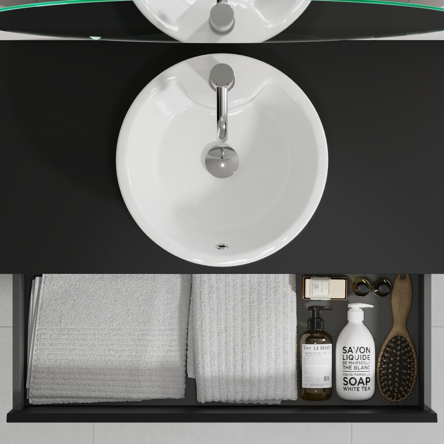 Mueble de baño con lavabo TRONDHEIM/VIKEDAL 60x57x46 cm negro/blanco