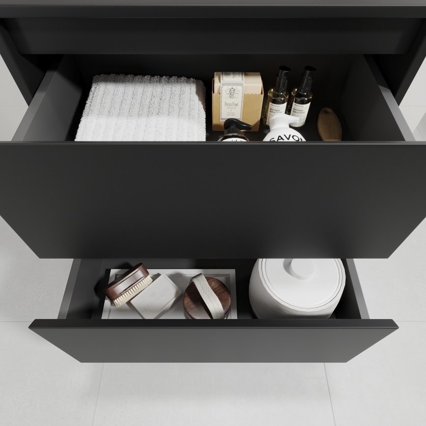 Mueble de baño con lavabo TRONDHEIM/VIKEDAL 60x57x46 cm negro/blanco
