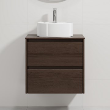 Mueble de baño con lavabo TRONDHEIM/VIKEDAL 60x57x46 cm nogal/blanco