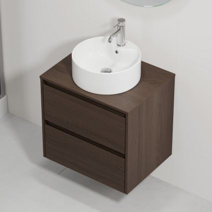 Mueble de baño con lavabo TRONDHEIM/VIKEDAL 60x57x46 cm nogal/blanco