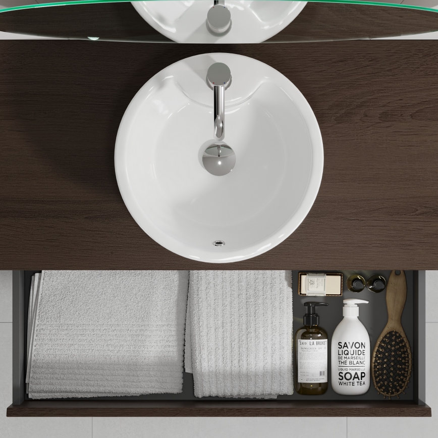 Mueble de baño con lavabo TRONDHEIM/VIKEDAL 60x57x46 cm nogal/blanco