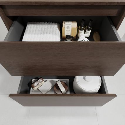 Mueble de baño con lavabo TRONDHEIM/VIKEDAL 60x57x46 cm nogal/blanco
