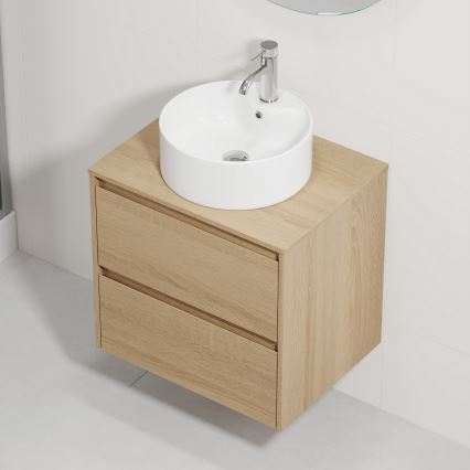 Mueble de baño con lavabo TRONDHEIM/VIKEDAL 60x57x46 cm roble/blanco