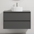 Mueble de baño con lavabo TRONDHEIM/VIKEDAL, 90 x 57 x 46 cm, antracita/blanco