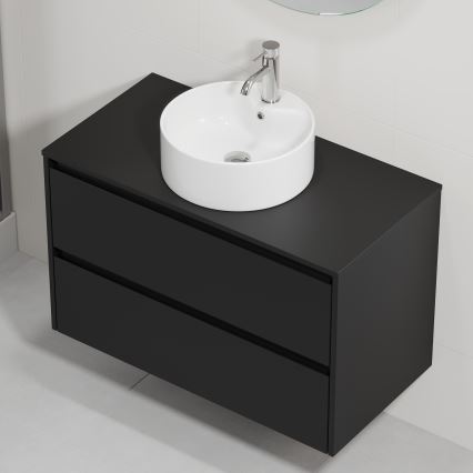 Mueble de baño con lavabo TRONDHEIM/VIKEDAL 90x57x46 cm negro/blanco