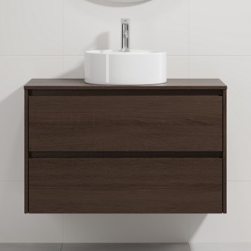 Mueble de baño con lavabo TRONDHEIM/VIKEDAL 90x57x46 cm nogal/blanco