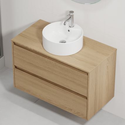 Mueble de baño con lavabo TRONDHEIM/VIKEDAL 90x57x46 cm roble/blanco
