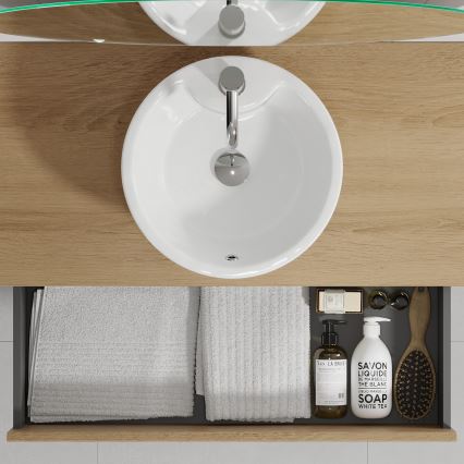 Mueble de baño con lavabo TRONDHEIM/VIKEDAL 90x57x46 cm roble/blanco