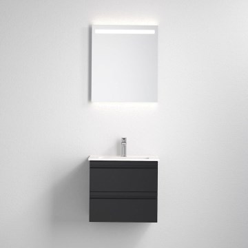 Mueble de baño con lavabo VEDO + espejo LED 10 W, 230 V, IP44, negro