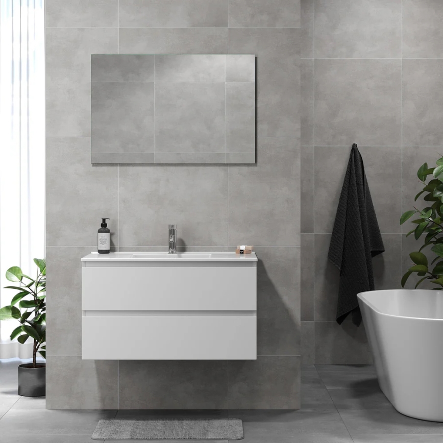 Mueble de baño KENWOOD con lavabo, 91 x 50 x 47 cm, blanco