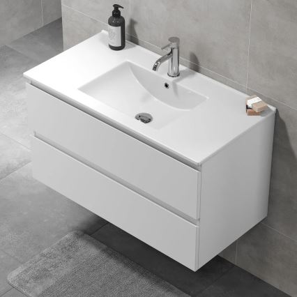 Mueble de baño KENWOOD con lavabo, 91 x 50 x 47 cm, blanco