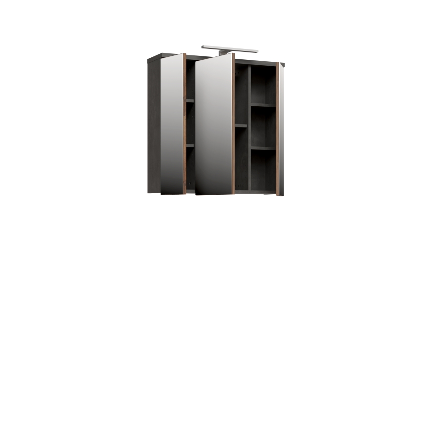 Mueble de baño mural con espejo VENOM antracita/marrón