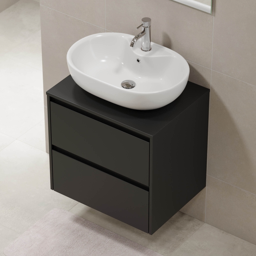 Mueble de baño TRONDHEIM para lavabo 60 x 57 x 46 cm, negro