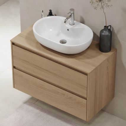 Mueble de baño TRONDHEIM para lavabo 90 cm roble