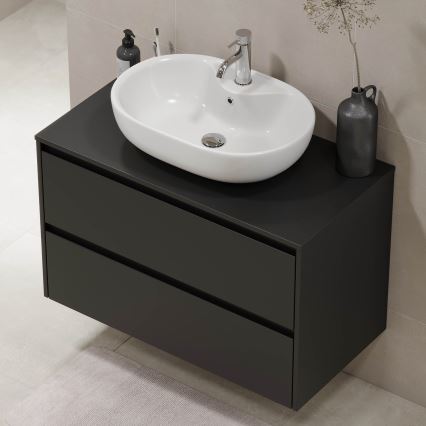 Mueble de baño TRONDHEIM para lavabo 90x57x46 cm negro