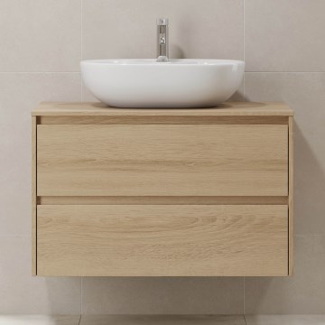 Mueble de baño TRONDHEIM para lavabo 90x57x46 cm roble
