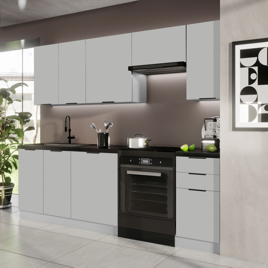 Mueble de cocina PEARL 240 cm, gris