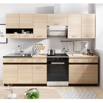 Mueble de cocina VALERIA 240 cm marrón/roble sonoma