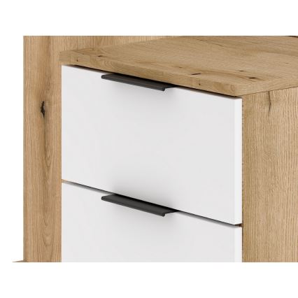 Mueble de entrada con espejo SVEN marrón/blanco