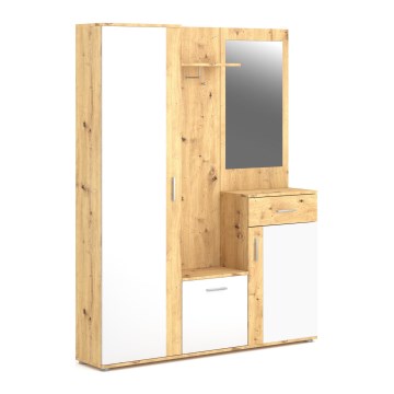 Mueble de recibidor NOLAN con espejo, roble artisan/blanco