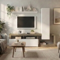 Mueble de salón LENOR blanco/marrón