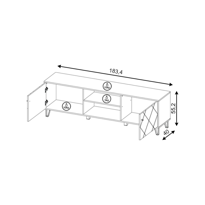 Mueble de TV SULA roble artisan/blanco