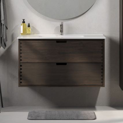Mueble para lavabo GRIBSKOV 100 cm, marrón/roble